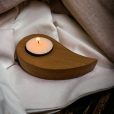 Woodvive Ahşap Tealight Damla Mumluk - Kayın M005