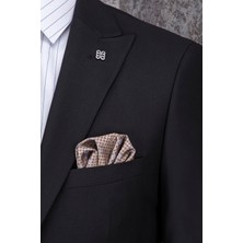 Paco Romano Erkek Slim Fit Sivri Yaka Siyah Yelekli Takım Elbise