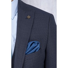 Paco Romano Erkek Slim Fit Sivri Yaka Koyu Lacivert Yelekli Takım Elbise