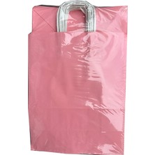 Omeyva Büküm Saplı Kraft Kağıt Çanta Karton Hediyelik Poşet Torba - Pembe - 31X41 Cm. - 25 Adetlik Paket