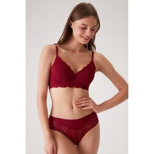Pierre Cardin Bordo 4792 Toparlayıcı Özellikli Yüksel Belli Dantelli Iç Çamaşır Takımı