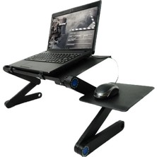 Techtic Çok Fonksiyonlu Katlanabilir Leptop Standı Mouse Pad+Çift Fan Soğutucu+Notebook Laptop Sehpası