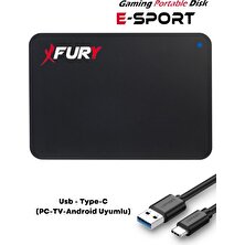 Fury E-Sport 1 Tb Taşınabilir Disk - Taşınabilir Harddisk USB - Type-C (Pc-Tv-Android Uyumlu)