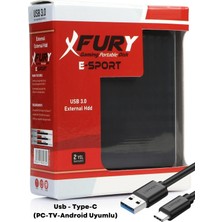 Fury E-Sport 1 Tb Taşınabilir Disk - Taşınabilir Harddisk USB - Type-C (Pc-Tv-Android Uyumlu)