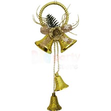 Kidspartim Yılbaşı Kapı Süsü Halkalı Çanlı 30 cm Gold