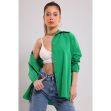 Julude Yeşil Kadın Salaş Basic Gömlek P-00001653