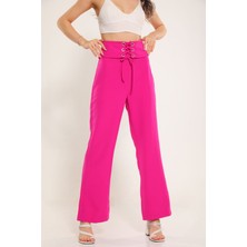 Julude Fuşya Kadın Bel Kuşak Detaylı Palazzo Pantolon P-00003323