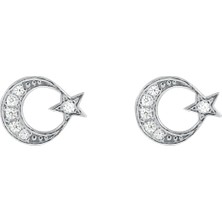 Byes 925 Ayar Gümüş Ay Yıldız Küpe