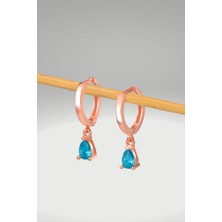 Byes 925 Ayar Gümüş Aquamarine Taşlı Damla Küpe