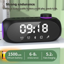 Sunshinee Taşınabilir Mini Fm Radyo Alıcısı Hifi Ses Rgb Bluetooth Hoparlör Saatli Çift Çalar Saat Desteği Handsfree -B (Yurt Dışından)