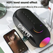 Sunshinee Taşınabilir Mini Fm Radyo Alıcısı Hifi Ses Rgb Bluetooth Hoparlör Saatli Çift Çalar Saat Desteği Handsfree -B (Yurt Dışından)