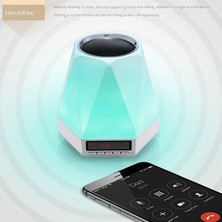 Sunshinee LED Renkli Akıllı Gece Lambası Desteği Tf Kart Mini Ücretli Dış Mekan Ses Elmas Kablosuz Bluetooth Hoparlör Siyah (Yurt Dışından)