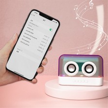 Sunshinee Renkli Işıklar Kablosuz Bluetooth Hoparlör Sırlı Renkli Çok Fonksiyonlu Subwoofer Masaüstü Ses Seviyesi Takılabilir Hoparlör, Beyaz (Yurt Dışından)