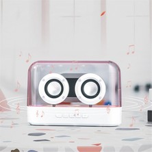 Sunshinee Renkli Işıklar Kablosuz Bluetooth Hoparlör Sırlı Renkli Çok Fonksiyonlu Subwoofer Masaüstü Ses Seviyesi Takılabilir Hoparlör, Beyaz (Yurt Dışından)