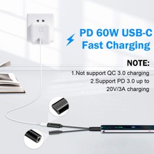 Sunshinee USB C - 3,5 mm Kulaklık Jakı Adaptörü 2'si 1 Arada, Galaxy S21 S20 Ultra S20 Siyah Için Pd 60W Hızlı Şarjlı Ses Kablosu (Yurt Dışından)