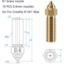 Sunshinee 10PCS K1 Pirinç Nozullar Kiti, 3D Yazıcı K1, K1 Max Için 10PCS Yüksek Hızlı 0.4mm Nozullar Kiti (Yurt Dışından)