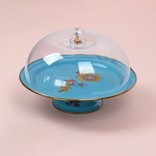 Glore Lorena Turkuaz Emaye Ayaklı Kek Fanusu