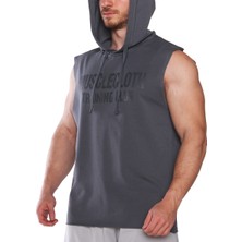 Musclecloth Training Club Kapüşonlu Kolsuz Sweatshirt Füme