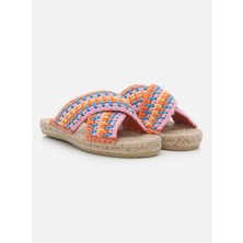Su Espadril Kinsee Turuncu-Pembe Örgü Kadın Espadril Terlik