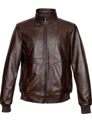 Sanalbolluk Deri Mont Erkek Fındık Renk Uzun Kollu Beli Lastikli L Beden Özel Tasarım