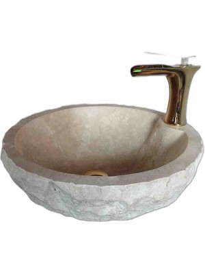 Sipahi Marble Traverten Batarya Çıkışlı Dışı Patlatma Lavabo