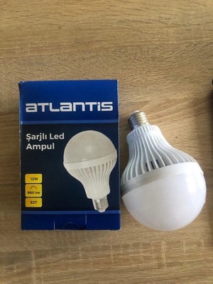 Yükseliş Elektrik Atlantis 2 Adet E27 Duylu 12 Watt Beyaz Şarjlı Tasarruflu LED Ampul