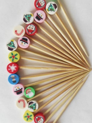 Beyhan Bayhan 20 Adet Dekoratif Yeniyıl Kokteyl Kürdanı 6 Cm - Yılbaşı Kürdanı - Happy New Year Toothpick