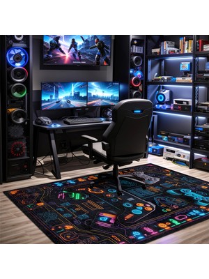 Aida Home Ilyaki Home Nerf Şönil Gamer Halısı Pamuk Tabanlı Yıkanabilen Kaymaz Oyuncu Odası Gaming Halısı