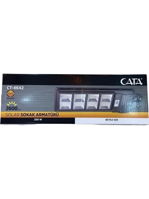 Cata Ct 4642 Cata 300W Güneş Enerjili Solar Sokak Armatürü Beyaz Işık 6400K