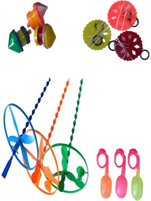 HYD 24 Parça Set Ufo Fırıldak Plastik Topaç Ufo Fırfır Su Yüzüğü Nostaljik Eğitici Oyuncaklar