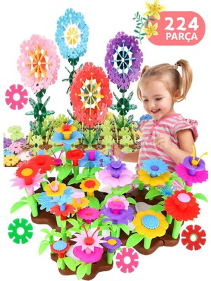 HYD Bahçe Çiçek Yapım Puzzle Seti ve Yaratıcı Kilitli Diskler Tamamı 224 Parça Eğitici Oyuncak Set