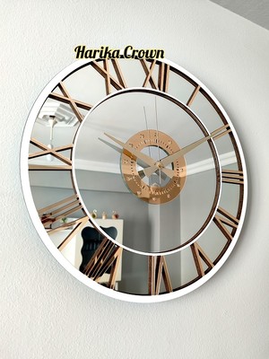 Harika Crown Gerçek Aynalı Dekoratif Duvar Saati (40- 50 Cm)