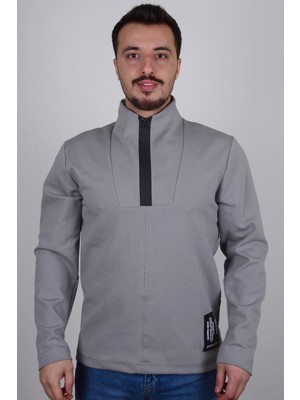 Cazador 23KCEEO05209 Gri Yarım Fermuarlı Scuba Yakalı Erkek Sweat