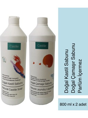 Castile Doğal Kastil Sabunu 800 ml + Doğal Çamaşır Sabunu 800 ml