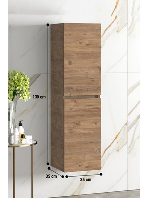 Özceden Yıldız 35*130 cm Atlantik Çam Mdf Asma Banyo Boy Dolabı