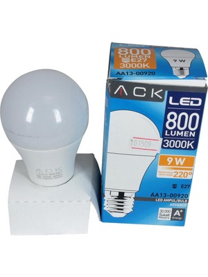 ACK Led Ampul 9 W 3.000K Gün Işığı 220 VAC 675Lm E27 Duy AA13-00920