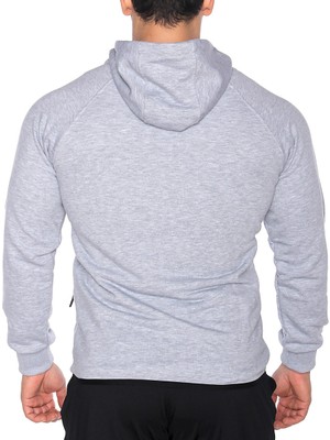 Musclecloth  Pro Kapüşonlu Fermuarlı Sweatshirt Gri Melanj