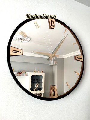 Harika Crown Gerçek Aynalı Dekoratif Duvar Saati (40- 50 Cm)