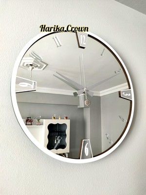Harika Crown Gerçek Aynalı Dekoratif Duvar Saati (40- 50 Cm)