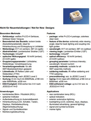 Decisive 100 Adet 3528 Amber + Sarı Plcc-4 Ters Kutup, 617NM + 587NM, 50MA 2V 0.1W Bicolor Smd LED Lambalar Işık Boncukları LAYT67B (Yurt Dışından)