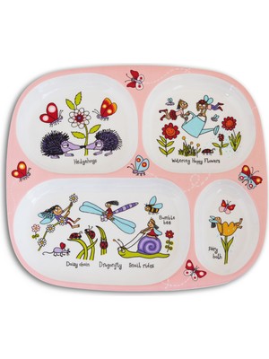 Tyrrell Katz Mini Bölmeli Tabak Melamin Malzeme ile Bebekler İçin Secret Garden Desenli 24 cm