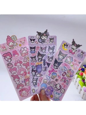 Acousticworld Kuromi&Melody Tasarımlı Sticker Anime Sticker 1 Kart(20-25 Adet)