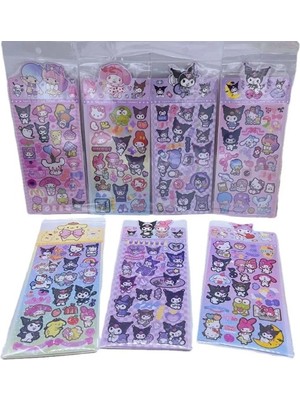 Acousticworld Kuromi&Melody Tasarımlı Sticker Anime Sticker 1 Kart(20-25 Adet)