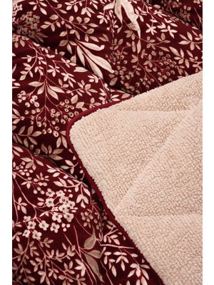 Merinos Comforter Çift Kişilik Yorgan Seti Botanica Bordo 220x240 cm