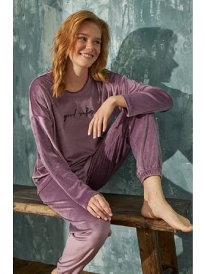 Mihra  Mir Collection Kadın Soft Kadife Pijama Takımı 13110-8 131108