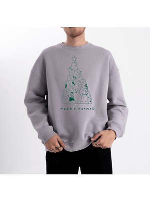 Pull The Hood Unisex Oversize Merry Catmas Sweatshirt