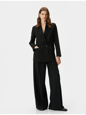 Koton Blazer Ceket Kruvaze Düğmeli Kapaklı Cepli