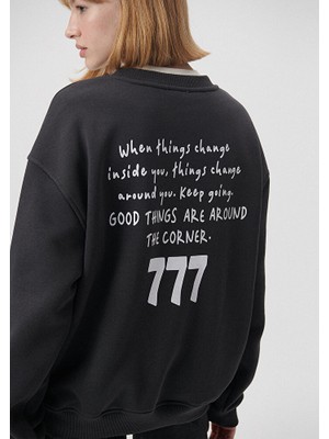 Mavi Bisiklet Yaka Gri Sweatshirt