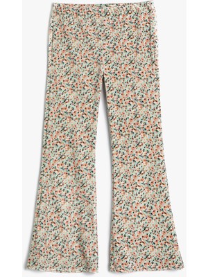 Koton Çiçekli Ispanyol Paça Pantolon Beli Lastikli