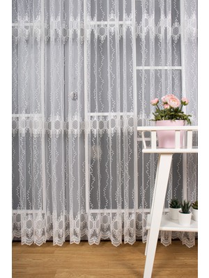 Winsev Tekstil Ayna Brode Nakış Işlemeli Tül Perde (1/2.5 Normal Pile)